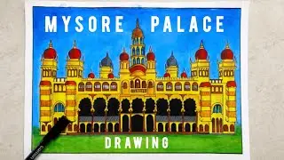 How to Draw Mysore Palace | Easy Step by Step Painting | Dasara Festival Special