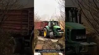 Extreme Tractor Stunt! Heavy Farm Tractor Crosses Muddy Ditch