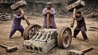 Unbelievable Repairing Gaint Crushing Hammer Broken & Stuck Shaft