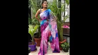 Multicolor Pure Muslin Digital Printed Silk Saree