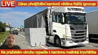 Z kamionu vypadla malinkat&aacute; krychlička! Z&aacute;kazy předj&iacute;žděn&iacute; kamionů někteř&iacute; řidiči ignoruj&iacute;! live!