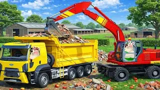 Bear Construction Team 🐻🚧 | Excavator and Dump Truck Farm Mission | Fun Animation