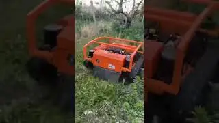 Remote control lawn mower with air blower sprayer for orchard fruit trees spraying