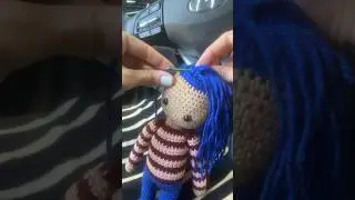 Adding hair to my Doll #crochet #crocheting