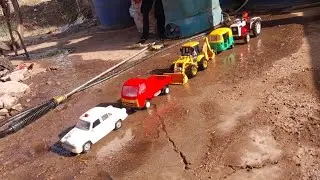 Toy Vehicle Cleaning Video | JCB Backhoe Loader, Tractor, Toy Truck, Auto Rickshaw | Kids Toy Wash