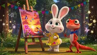Red & Bunny's:  Big Painting #animals #funny #facts #education #happy #viral #nature #watch #fyp