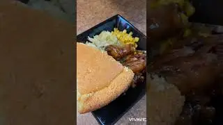DINNER TODAY BAKED CHICKEN, CORN, CABBAGE, AND CORNBREAD YESSSSS 😋😋😋 💪🏾😘🥰🙏🏾