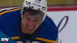 Blues' Jordan Kyrou Gets Absolutely Rocked By Jets' Logan Stanley With Massive Hit