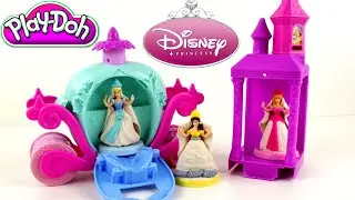 &hearts; Play Doh Disney Prettiest Princess Castle Playset Wedding Dresses Princess Belle Cinderella Aurora