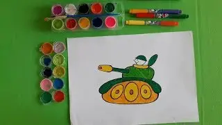 How to Drawing Color Army Tank for Kids step by step easy[KIDS DRAW]