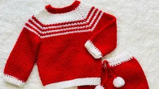 Como tejer Su&eacute;ter Alpino, Jersey a crochet paso a paso para ni&ntilde;os y ni&ntilde;as con pantal&oacute;n VARIAS TALLAS