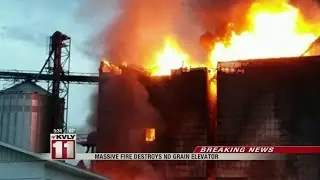 Crews Working to Control Grain Elevator Fire in Sheyenne, ND (2)