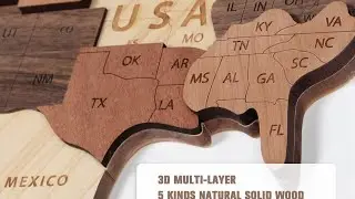 Handiwoo Wooden 3D World Map &ndash; Elegant Large Wall Art for Home & Office 🌎🖼️