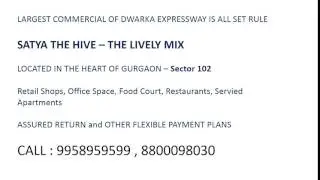 9958959599, satya the hive, hive sector 102, satya commercial the hive
