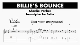Billie&rsquo;s Bounce &ndash; Jazz Guitar Transcription (Charlie Parker Solo with TAB)