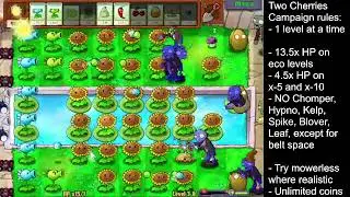 PvZ xAny HP: 3-8 Mowerless with x15 HP (Two Cherries campaign)