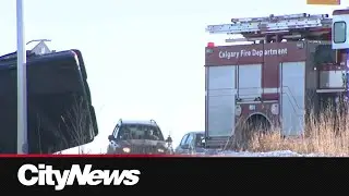One person extricated from pickup truck following rollover in Calgary