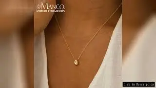 eManco Stainless Steel Gold-Plated Water Drop Pendant Necklace Women's Fine Jewelry Adjustable Short