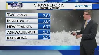 Preliminary snowfall totals across northeast Wisconsin from Thursday's winter storms