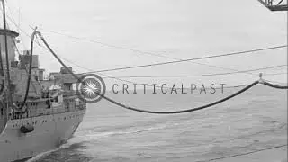 12/02/1965 USS Hancock CVA-19 approaches to port of USS Mattaponi AO-41Oiler for refueling