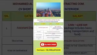 Urgently Required Civil Engineers for Saudi Arabia. #job #civilengineer #shorts #youtubeshorts #yt