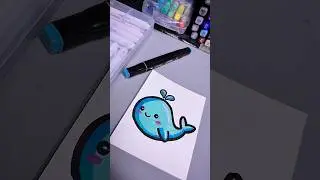ASMR WHITH ART MARKERS WHALE 🐳#shorts #viralshorts #art #asmr #cute