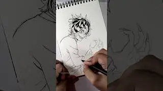 Drawing Tanjiro Demon form #tanjiro #demonslayer #demonkingtanjiro