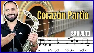 &bull; Coraz&oacute;n Part&iacute;o | Partitura simplificada com notas - Sax Alto 🎷