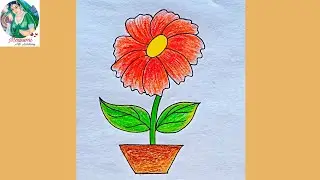 Easy flower drawing with oil pastel colour//Easy step by step//For beginners//