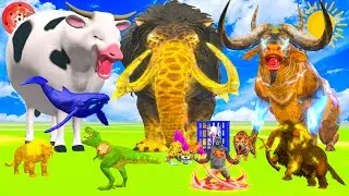 Learn Animal Names: Gorilla Superman Fights Dinosaur, Leopard, Tiger To Save Cow and Buffalo