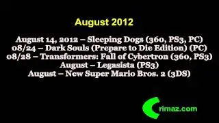 Release Games Dates in August 2012