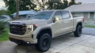 2022 GMC Sierra Refresh 6.2L Desert Sand Metallic on 35&rdquo; Nitto Ridge Grapplers and Fuel 18&rdquo; wheels.