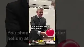 Chemistry teacher demonstrates exploding balloon