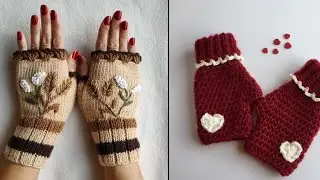 Beautiful and stylish crochet gloves for girls