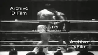 The Spanish Jose Manuel Ibar Urtain defeats a black boxer by Knock-Out - 1969 ARCHIVE FOOTAGE