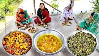 কচু দিয়ে কৈমাছের ঝাল, মাছের ডিমের টক আর কলমি শাক ভাজা আজ দুপুরের রান্না আর খাওয়া