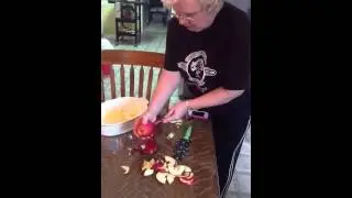 Mama testing out her new QVC kitchen toy, the Apple Master!