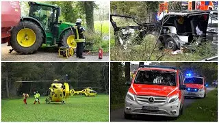 [5 KINDER VERLETZT] Trecker fährt gegen Taxibus mit Kindern MANV_10 (6 RTW, 2 RTH, 2 NEF, 2 KTW )