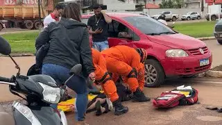 MOTORISTA NÃO RESPEITA PLACA DE PARE DE COLIDE NA TRASEIRA DE MOTOCICLETA NA MANHÃ DE HOJE
