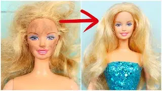 BARBIE SA&Ccedil;I VE KIYAFETLERİ KENDİN YAP - SİMLİ MAVİ MİNİ ELBİSE, DALGALI SARI SA&Ccedil; NASIL YAPILIR