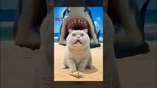 cat vs shark. #ai #cat #funny