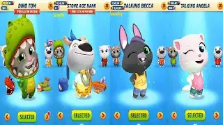 Talking Tom Gold Run Chinese Version Dino Tom VS Stone Age Hank VS Talking Becca VS TALKING ANGELA