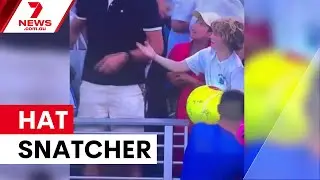 Polish businessman apologises for snatching tennis fan's cap | 7NEWS