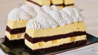 MOUSSE DE MANGO CON BIZCOCHO  DE CHOCOLATE / RECETA SIN GLUTEN