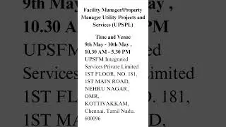 Facility Manager/Property Manager Utility Projects and Services (UPSPL)