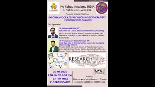Importance of Research in Physiotherapy -20th September -7:30 pm to 9:30 pm