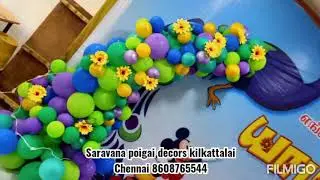 Birthday balloon decoration peacock theme making video simple design chennai