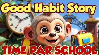 Meenu Monkey aur Time par School 🐒⏰ | Punctuality Story for Kids | Nursery Moral Story #kidslearning