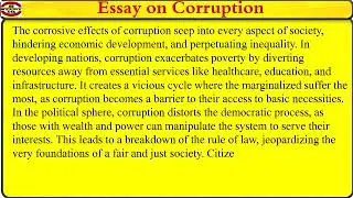 essay on corruption | essay on international anti corruption day | 10 lines on corruption in india |