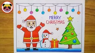 Merry Christmas Drawing Easy / Santa Claus Drawing / Christmas Tree Drawing / Christmas Drawing